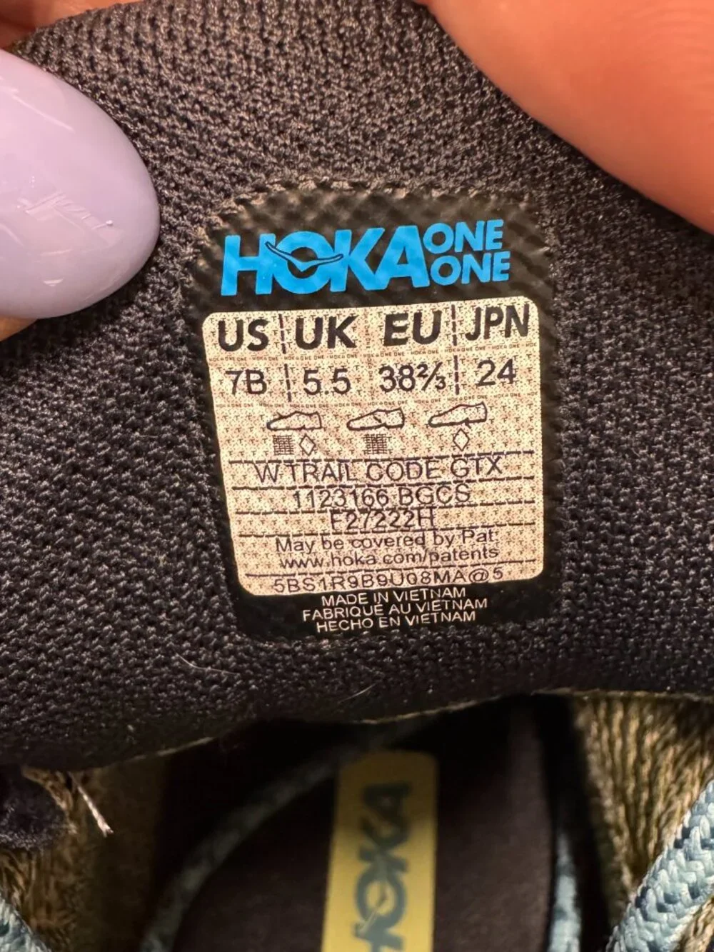 HOKA Trail Code GTX Blue Glass Coastal Hiking Boots Women’s 7 Waterproof